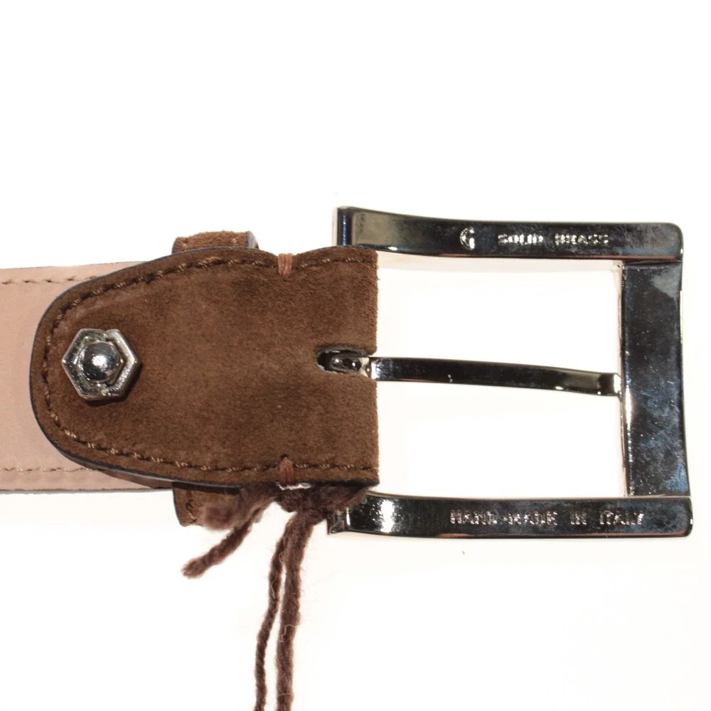 Di Bianco NWT Cut to Size Dress Belt In Solid Brown Suede Leather One Size